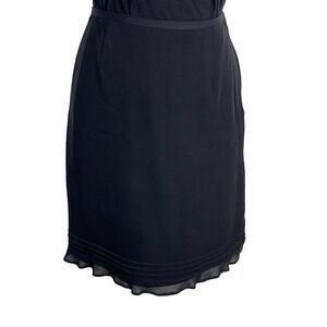 Ann Taylor Petites Quiet Luxury Black Flowey Silk Skirt (2P)